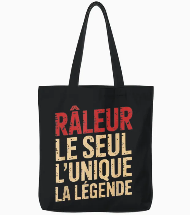 Raleur Man Humour Gift Idea Funny Funny Raler Tote Bags in Black
