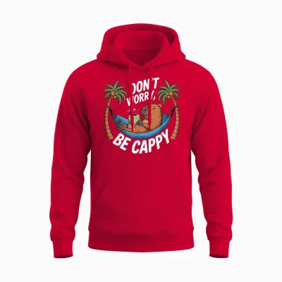 Dont Worry Capybara Nightgown Pyjamas Capybara Unisex Hoodie - Red
