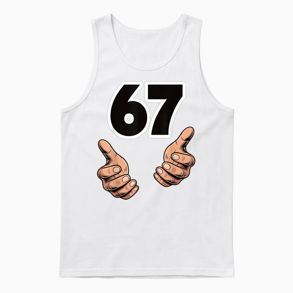 Funny 6 7 Meme Gen Alpha Slang Six Seven Unisex Tank Top in White