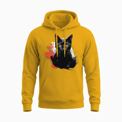 Black Cat Unisex Hoodie - Gold