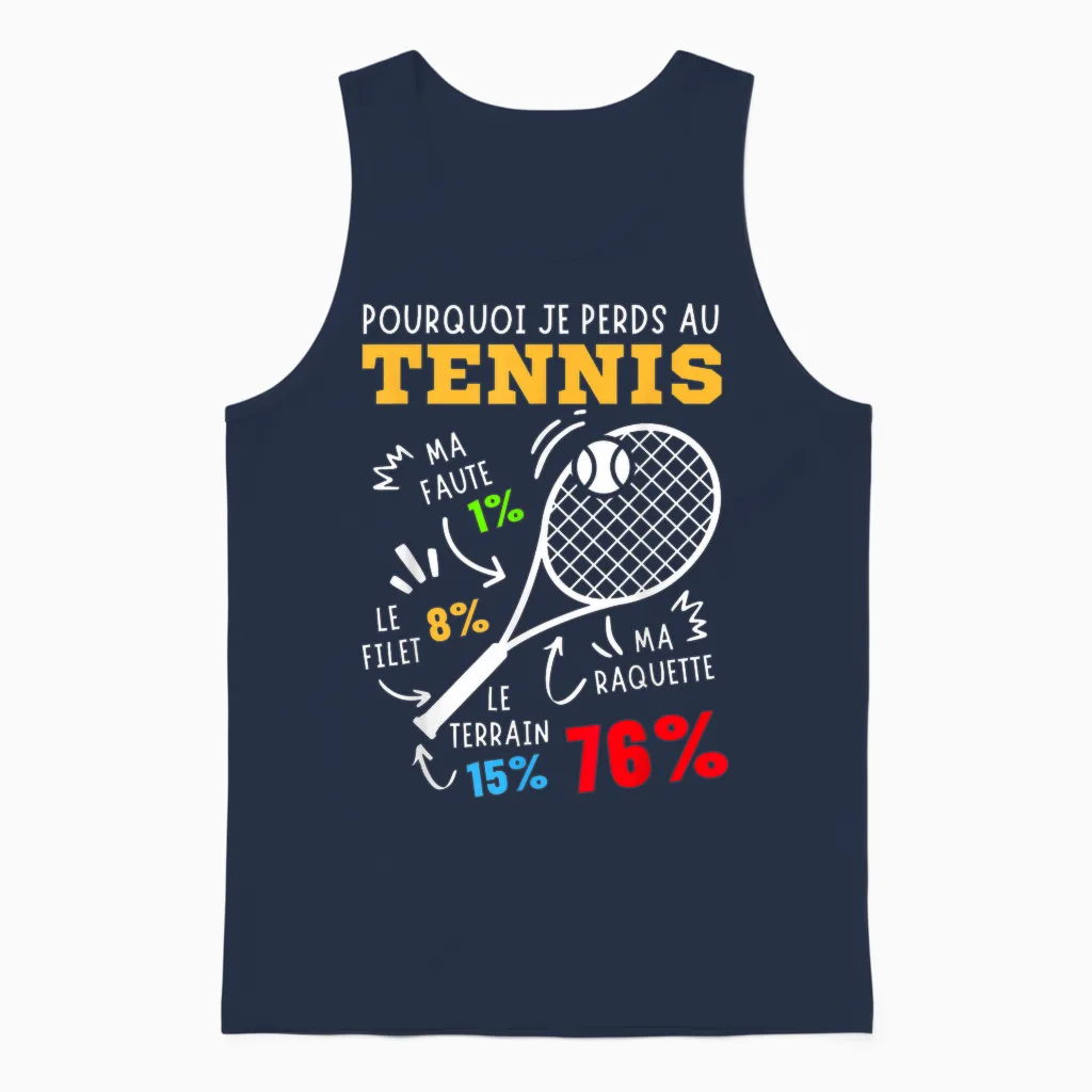 Tennis Humor Funny Gift Tennis Player Tennis Sport Unisex Tank Top in Navy