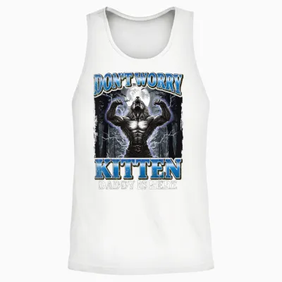 Don't Worry Kitten Daddy's Here Funny Werewolf Meme Unisex Tank Top - White