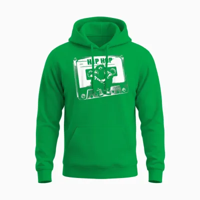 Vintage Cassette Tape Hip Hop Music 80s 90s Retro Graphic Unisex Hoodie - Irish Green