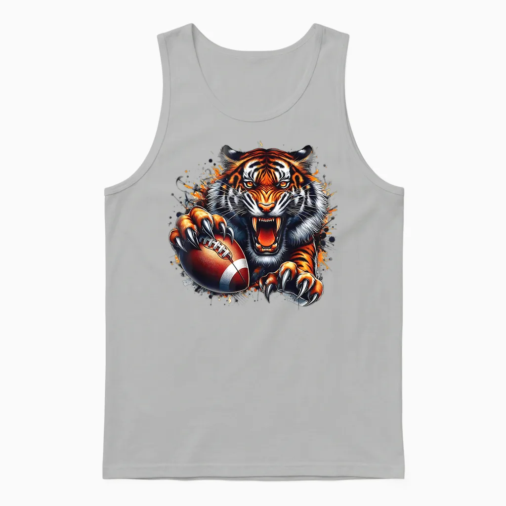 Touchdown American Football Game Day Thanksgiving Tiger Cool Unisex Tank Top in Ash