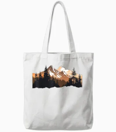 Alps Mountains in the Forest with Trees Nature Mountains Tote Bags - White