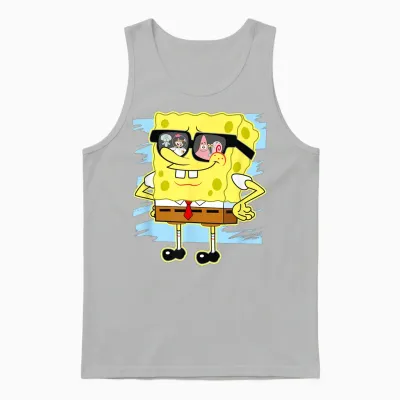 Mademark X Spongebob Squarepants - Spongebob - Reflection in Sunglasses Unisex Tank Top - Ash