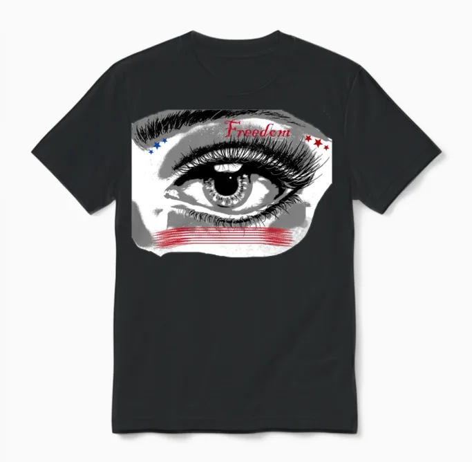 Eye with Tear Freedom Design Unisex T-Shirt - Black