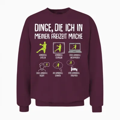 Handballer Handball Boys Children's Men's T-Shirt, Black Unisex Sweatshirt - Maroon
