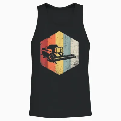 Combine Harvester Retro Unisex Tank Top - Black