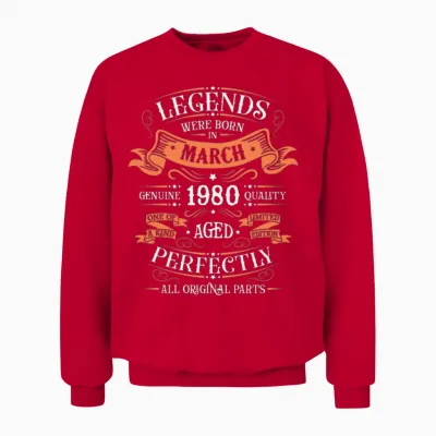 March 1980 Birthday Gift Unisex Sweatshirt - Red