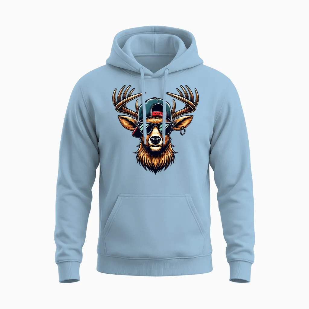 Kinder Trachtenshirt Herren Trachten T-Shirt Hirsch Jungen Unisex Hoodie in Light Blue