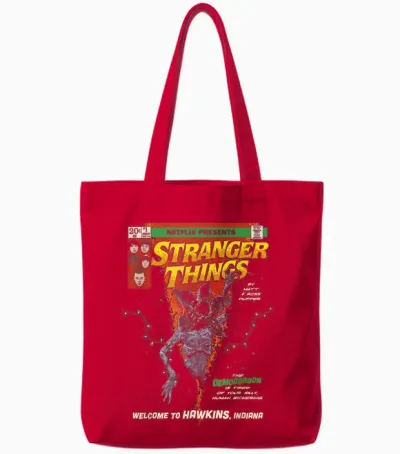 Stranger Things Welcome to Hawkins Comic Tote Bags - Red