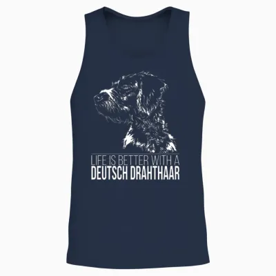 Deutsch Drahthaar Life Is Better Dog Saying Unisex Tank Top - Navy