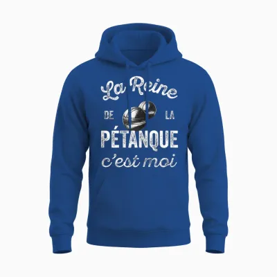Humour Petanque Gift for Women Queen of Pétanque T-Shirt, Black Unisex Hoodie - Royal