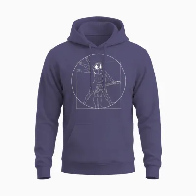 Guitar Da Vinci Vitruvian Man Guitar Player Musicians Unisex Hoodie - Heather Sport Dark Navy