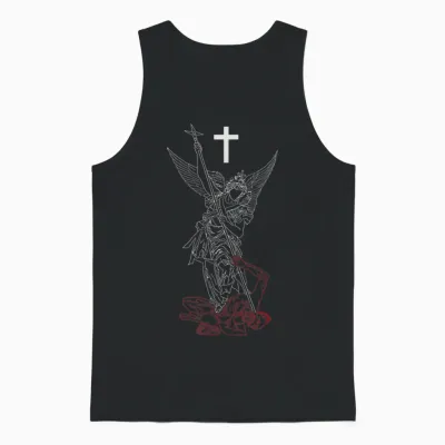 Saint Michael the Archangel Defeating Satan Warrior Faith Unisex Tank Top - Black