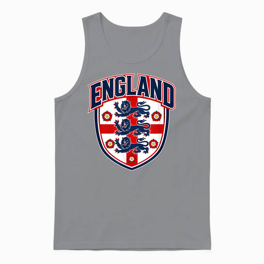 England Shirt with English Flag Men Women Kids England Unisex Tank Top in Sport Grey