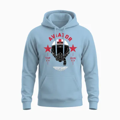 Top Gun Maverick Bob Aviator Helmet T-Shirt, Blue, S Unisex Hoodie - Light Blue