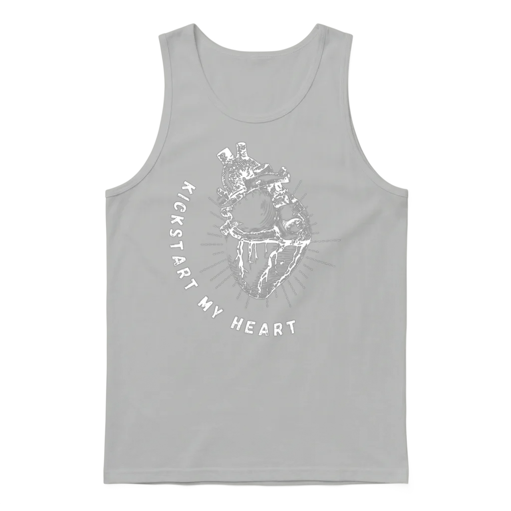 Valentine's Day Heart Kickstart My Heart Unisex Tank Top - Ash