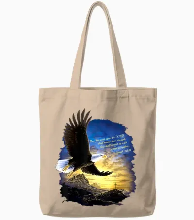 Jesaja 40:31 Berg Flügel Als Adler Christlicher Bibelvers Tote Bags - Natural