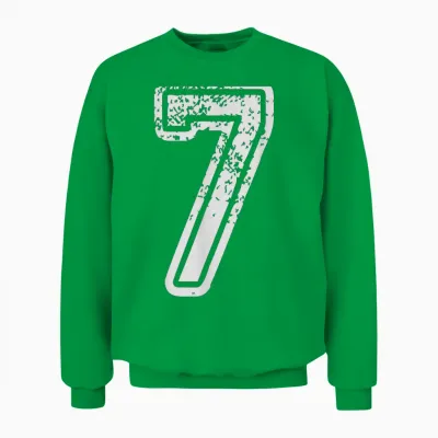 Team Jersey Uniforms Number 7 Seven School Sports Birthdays Unisex Sweatshirt - Irish Green