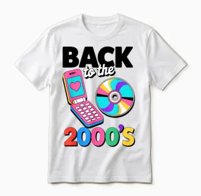 Back to the 2000s Retro Nostalgic Party Funny Unisex T-Shirt - White