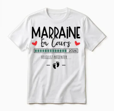 Marraine En Cours 2026 - Annonce Grossesse 1er Enfant Unisex T-Shirt - White