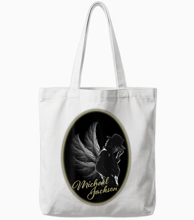 Michael Jackson 088 Back Printed Tote Bags in White