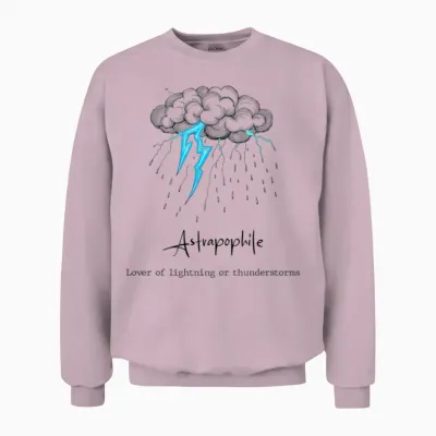 13 Astrapophile Lover of Lightning Unisex Sweatshirt - Light Pink
