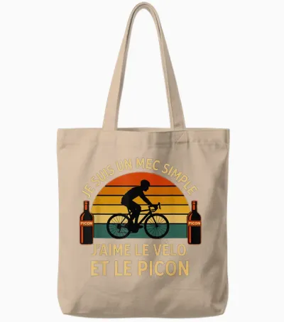 Picon Bike Aperitif T-Shirt Gift Idea for Cyclist Man Tote Bags - Natural