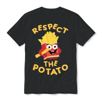 Respect the Potato Funny Unisex T-Shirt - Black
