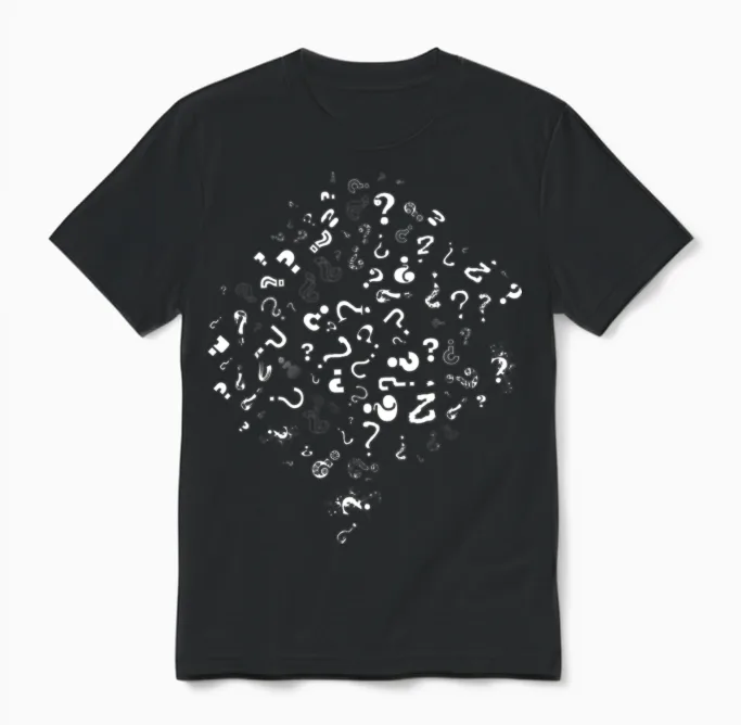 Question Marks Philosophical Questioning Unisex T-Shirt - Black