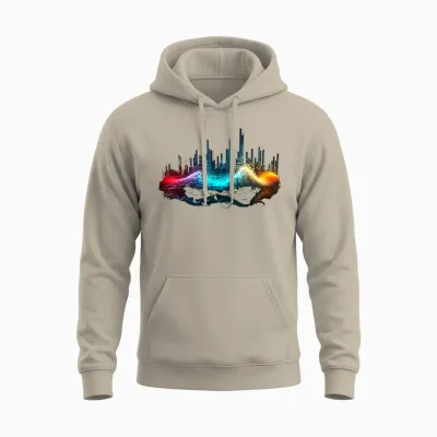 Bunter Musik Equalizer Techno Trance Unisex Hoodie - Sand