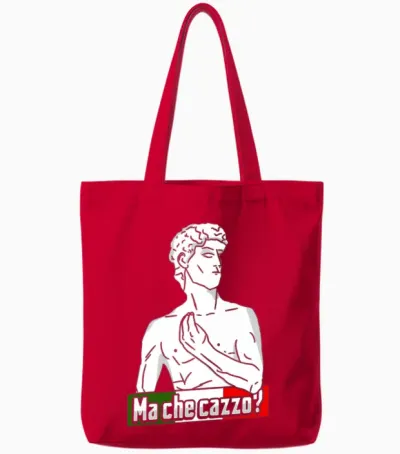 David Statue Italian Hand Gesture Italy Lover Tote Bags - Red