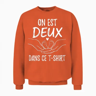 Pregnancy Announcement One Is Two in This Unisex Sweatshirt - Orange