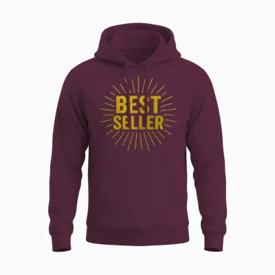 Gold Bestseller Burst Typography Unisex Hoodie - Maroon
