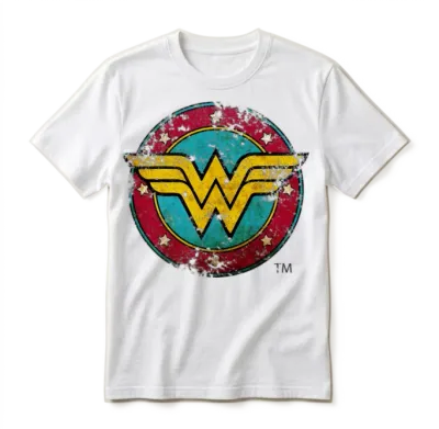 Wonder Woman Logo Distressed Unisex T-Shirt - White
