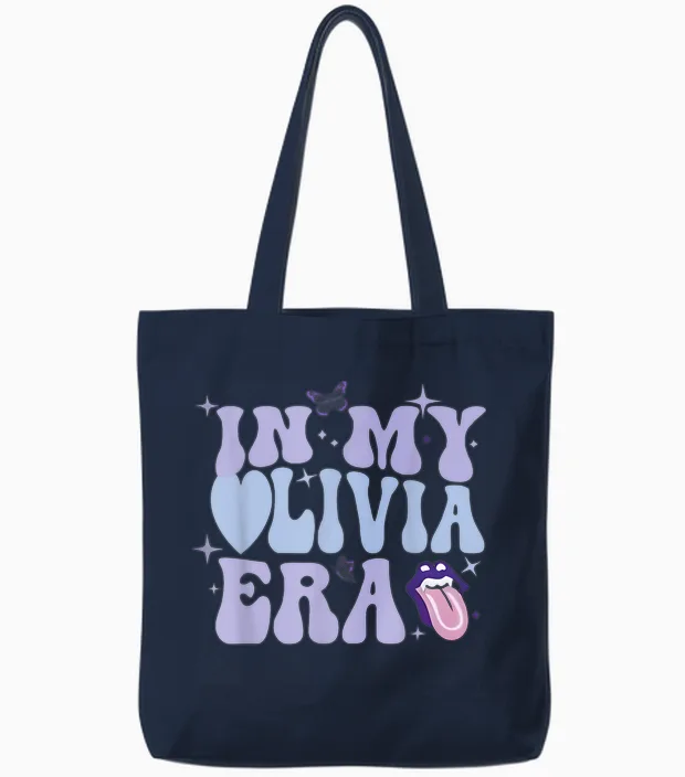 Retro in My Olivia Era for Men Women Tote Bags in Navy