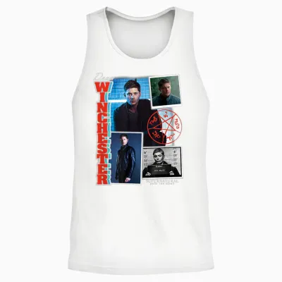 Ripple Junction Supernatural Dean Winchester Collage T-Shirt, Men's/unisex, Black, Small, Short Sleeve, Classic Fit, Cotton Blend, Licensed Merchandise, Collage Theme, Letter Print Pattern Unisex Tank Top - White