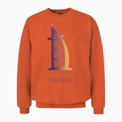 Cool Burj Al Arab Design in Dubai Unisex Sweatshirt - Orange