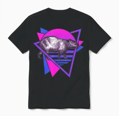 Capybara Retro Unisex T-Shirt - Black