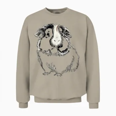 Adorable Meerschweinchen-Linienzeichnung, Niedliches T-Shirt, Black Unisex Sweatshirt - Sand
