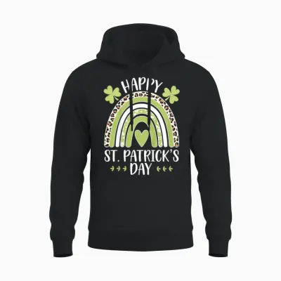 Children's St Patrick's Day Outfit for Girls Rainbow T-Shirt, Green, 2 Unisex Hoodie - Black
