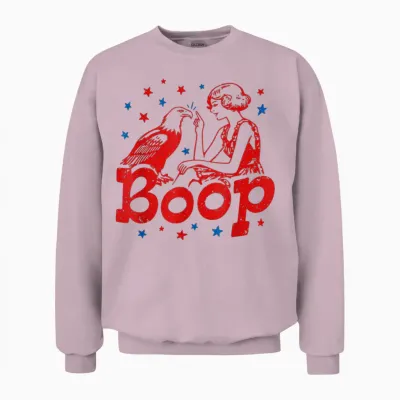 Boop Eagle Patriotic July Fourth Humor Unisex Sweatshirt - Light Pink