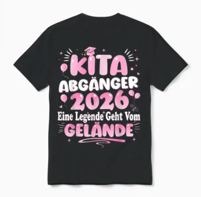 Kita Abgänger 2026 Schulkind Einschulung Mädchen Unisex T-Shirt - Black