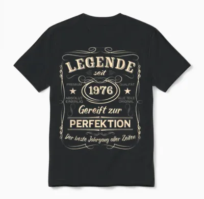 Legends 1976 Born Gift Vintage 1976 Birthday Unisex T-Shirt - Black