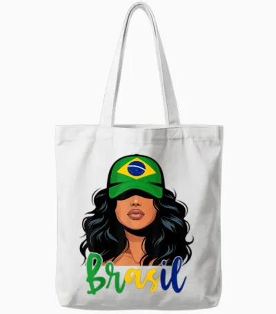 Brasileira Girl Brazil Flag Proud of Brazil Tote Bags - White