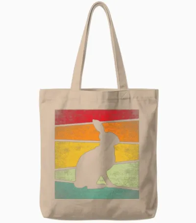 Rabbit Retro Tote Bags - Natural