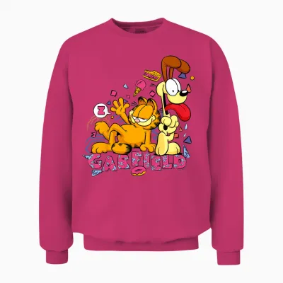 Kids Garfield and Odie Snack Art Retro 90s Unisex Sweatshirt - Heliconia