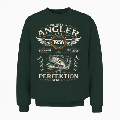 70th Birthday Man Gift Angler the Best 1956 Funny Unisex Sweatshirt - Forest